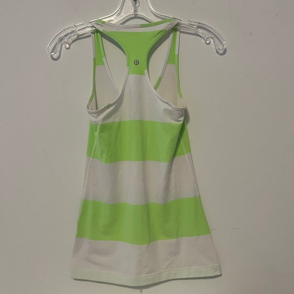 Lululemon Cool Racerback White Neon Green 4 NWOT - Picture 6 of 9